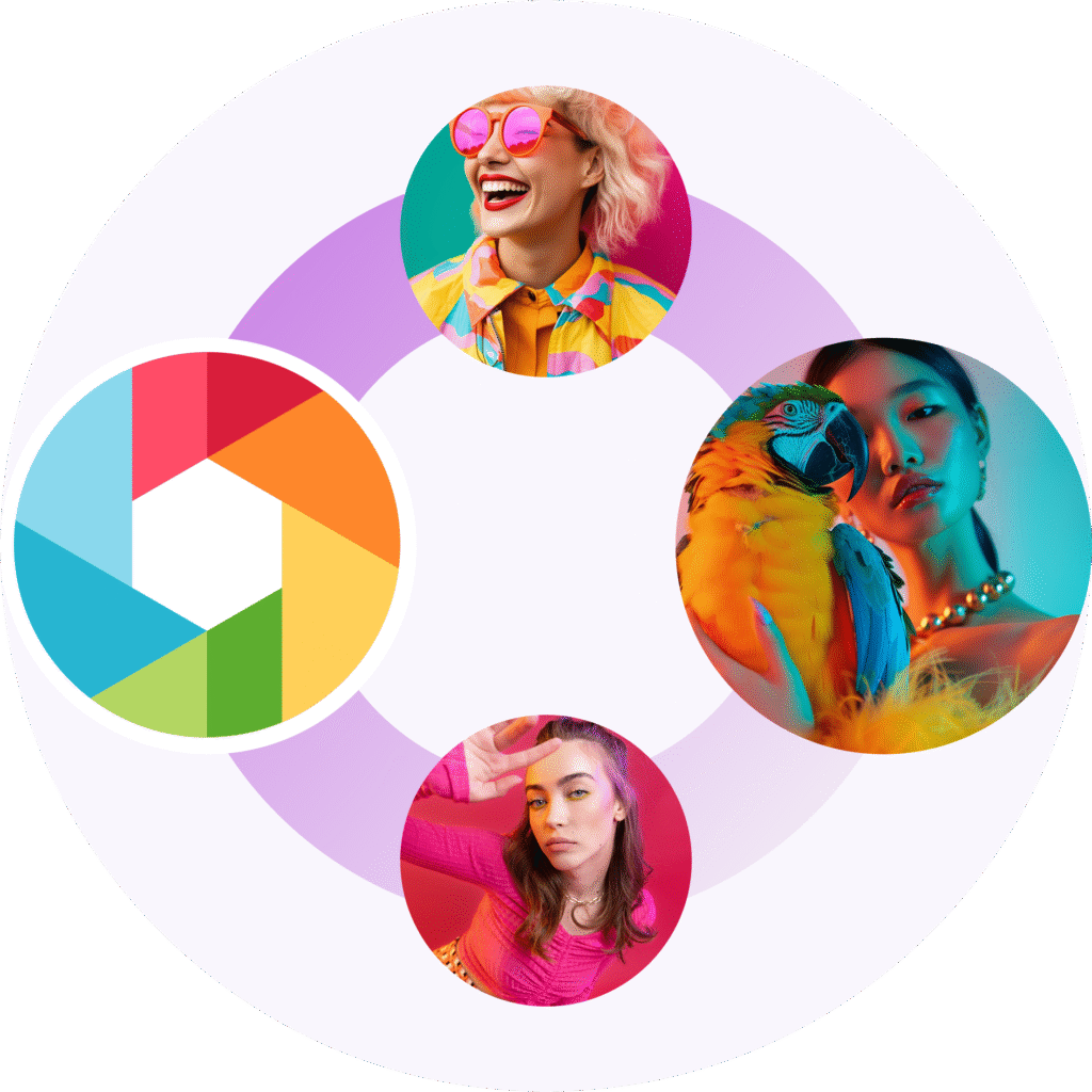 4 photo editing skill sample in a circle